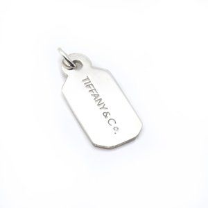 Tiffany Co. Diamond Luggage Tag Charm Sterling Silver 925